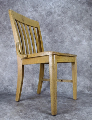Vintage Solid Wood Office Bankers Chair Missing Rungs for Repair Cover