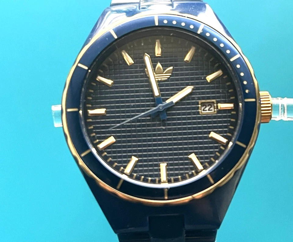 Adidas Originals ADH2026 Blue Dial Watch With Gold-tone Bezel And Blue Strap - Image 1 of 4