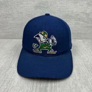 Vintage Notre Dame Fighting Irish Hat Cap Snap Back Adult Navy Blue Leprechaun - Picture 1 of 6