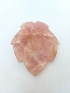 Antique / Vintage Chinese Rose Quartz Pink Leaf Shaped Dish - Picture 1 of 3