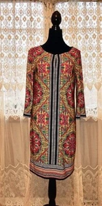 Vestido Laundry Shelli Segal Mujer Cambio Talla 8 Carrera Multi Floral Manga Larga - Imagen 1 de 9