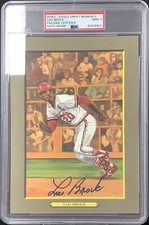 Lou Brock Signed Perez Steele Great Moments Postcard Auto HOF PSA/DNA MINT9