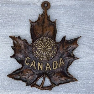 Vtg Durwood Plaque Canada International Cosmopolitan Convention Maple Leaf 1947 - Picture 1 of 7
