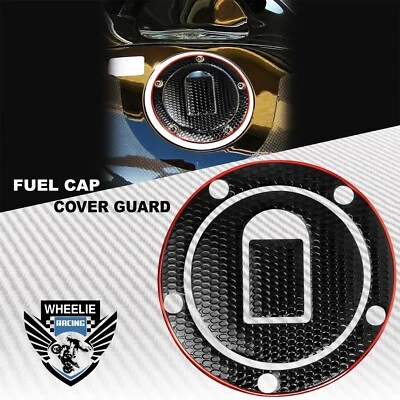 NEGRO Y CROMADO ROJO TANQUE DE GASOLINA TAPA DE COMBUSTIBLE CUBIERTA PROTECTOR 04-05 NINJA ZX-10R/6R/9R Foto 1 de 4