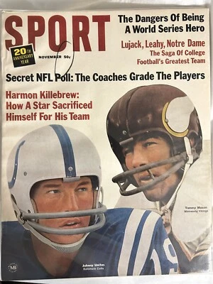 Revista deportiva Baltimore Colts 1965 Johnny Unitas Minnesota Vikings Tommy Mason Foto 1 de 2