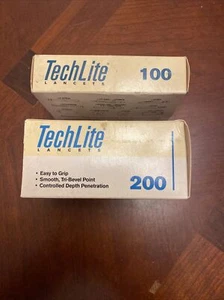 TechLITE Lancets 2 Boxes 300 Total compatible w/ most lancing devices - Picture 1 of 6