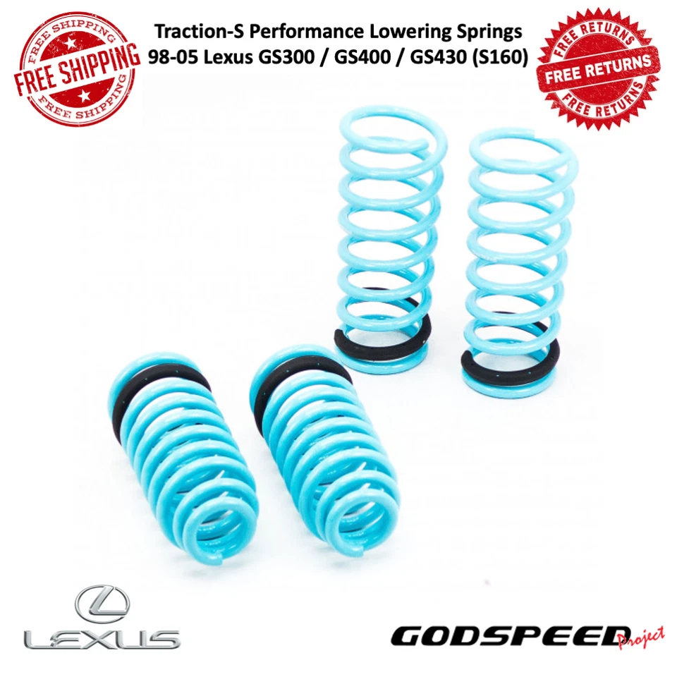 Muelles reductores de rendimiento Godspeed Traction-S para 98-05 Lexus GS300 / GS400 Foto 1 de 4