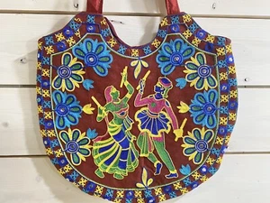 Colorful Embroidered Purse Tote Bag Banjara India Couple Dancing Boho Travel - Picture 1 of 3