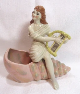 Ceramic Art Studio Madison Wisconsin USA Vintage Young Woman With Small Harp GC - Picture 1 of 9