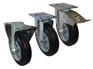Rodillos de transporte con neumáticos de goma 80 100 125 160 180 200mm llanta de chapa galvanizada - Imagen 1 de 4
