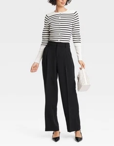 Pantalone donna un nuovo giorno vita alta plissettato gamba larga nero 12/vendita al dettaglio $32 - Foto 1 di 8