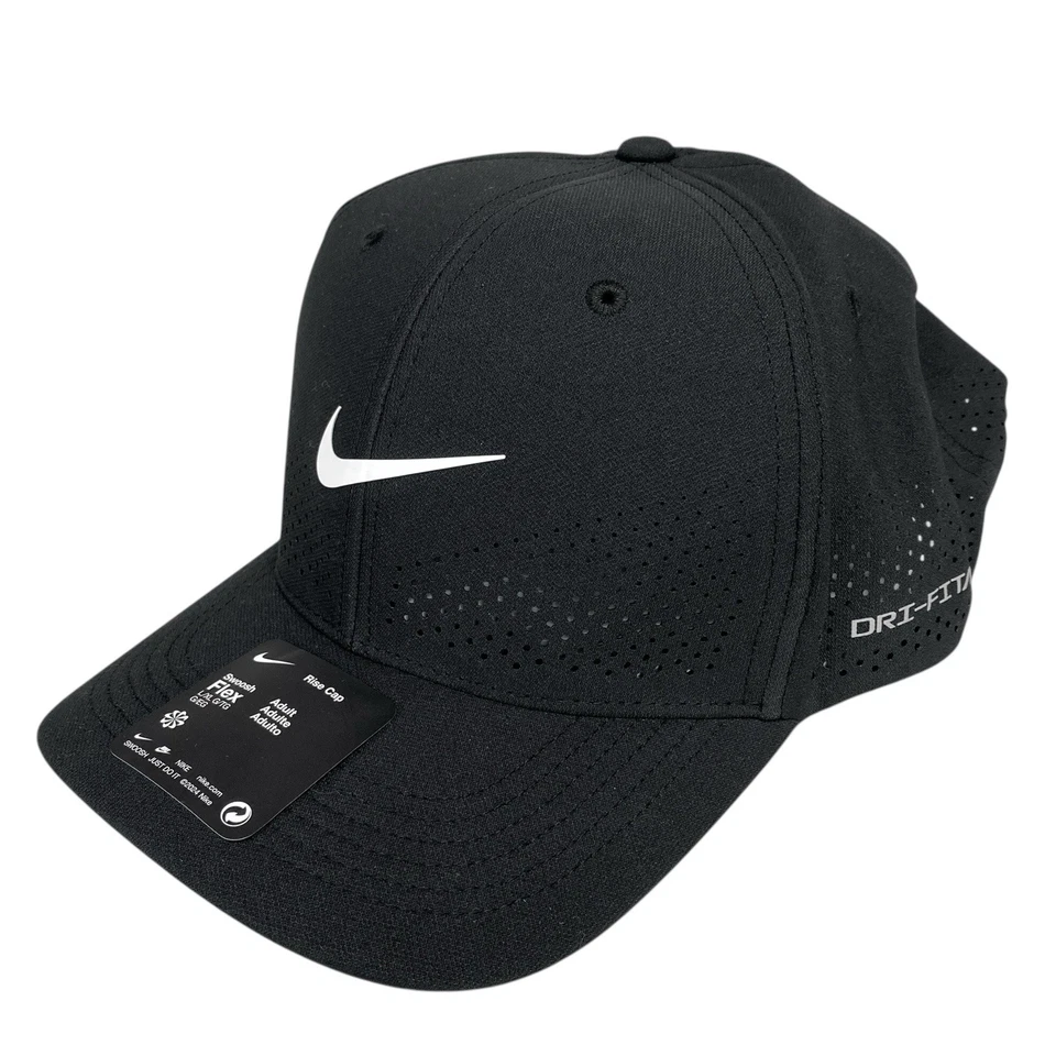 Nike Dri-FIT ADV Rise Structured Swoosh Black Hat Cap Size L/XL FB5633-010