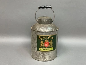 Vintage Antique Original Royal Club Coffee 5 Lb. Tin Can w/ Bail Handled Label - Picture 1 of 9