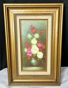 Bodegón Original Floral Pintura al Óleo Lienzo Firmado Un Marco de Madera Julia 12x18 - Imagen 1 de 8