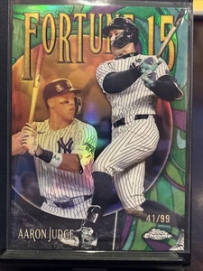 2025 Topps Chrome Aaron Judge Fortune 15 Green Refractor /99 Yankees F15-1 - Picture 1 of 4