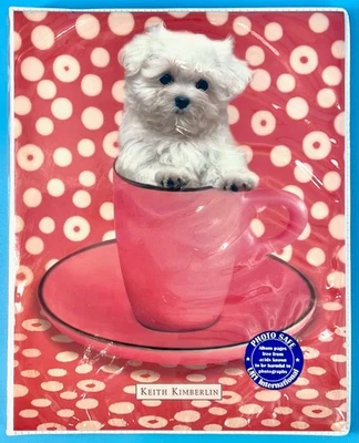 Keith Kimberlin White Puppy In Teacup Photo Album Holds 72 4x6 Photos Red 2004 - Image 1 of 4