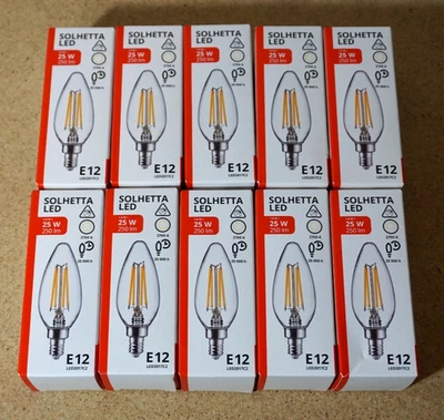 10x Ikea SOLHETTA LED Bulb E12 Chandelier/Clear 250 lumen, NON dimmable - Image 1 of 4