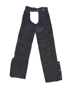 Harley Davidson Willie G Black Leather Lined Pocket Womens Riding Chaps XS USA - Picture 1 of 14