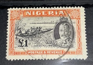Nigeria George V - £1 nero e arancione SG 45 usato molto bene - C/V £250 nel 2025 - Foto 1 di 2