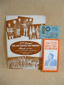 3) 1961 IHSAA Indiana State Basketball Finals Program Ticket Baratto Record Book - Picture 1 of 20