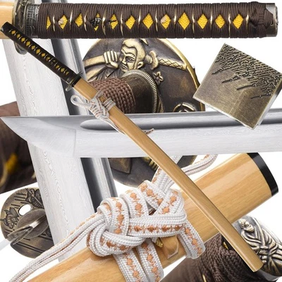 ESPADA KATANA pronta para batalha 41" aço damasco samurai japonês lâmina Full Tang - Imagem 1 de 4