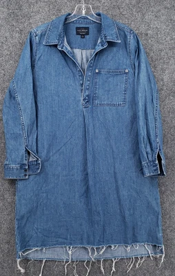 Lucky Brand Dress Womens L Large Blue True Indigo Midi Long Sleeve Popover Denim - Image 1 of 4
