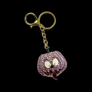 Betsey Johnson Sparkling Purple Pumpkin Halloween Bag Swag Keychain Clip Charm - Picture 1 of 3