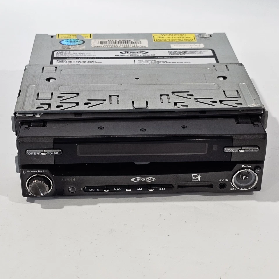 Jensen VM9414 In Dash DVD Reciever Single Din Flip Out Cut Cables UNTESTED AS IS - Image 1 of 4