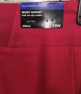 The Park Ave Fit Secret Support Red Flat Front Ankle Dress Pant Size 18W - Picture 1 of 4