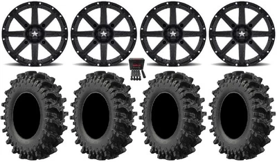 MSA Black Clutch 14" UTV Wheels 28" MotoSlayer Tires Kawasaki Mule Pro FXT  KRX - Image 1 of 4