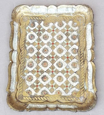 Antico Vassoio Stile Barocco Fiorentino In Legno - Immagine 1 di 4