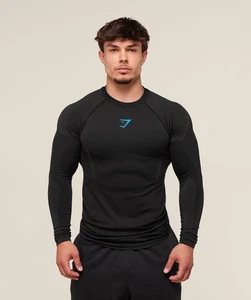 NEW Gymshark Onyx 5.0 Seamless Long Sleeve T-Shirt Black XL SHIPS FREE - Picture 1 of 3