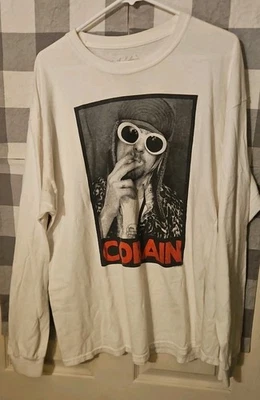Kurt Cobain Smoking Xl Cigarette Long Sleeves T-Shirt Size ,Stains See Pics - Image 1 of 4