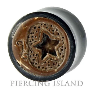 8mm - 22mm HORN HOLZ Mond Stern Wood Flesh Tunnel Ear Plug Ohr Piercing 293 - Bild 1 von 1