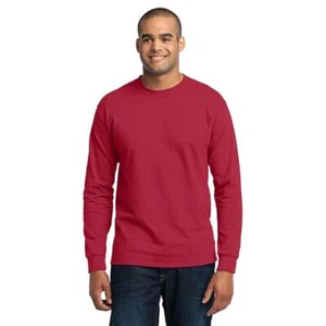 Port & Co BIG &TALL PC55LST Long Sleeve T-Shirt 50/50 Plain Blank Tee - Picture 1 of 16