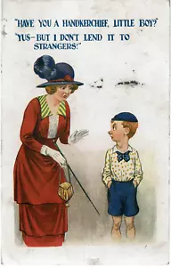 HB COMIC SERIES POSTCARD NO 1716 I DON'T LEND MY HANDKERCHIEF TO STRANGERS 1920 - Picture 1 of 2