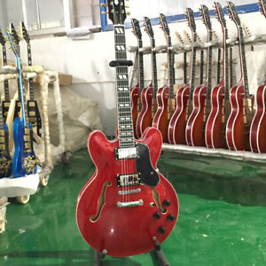 Custom Semi Hollow 335 Red 6 Strings Electric Guitar Mahogany Neck HH Pickups