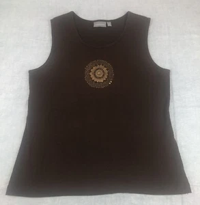 Croft & Barrow Sleeveless Brown Tank XL Top with Gold Sequin - Picture 1 of 8