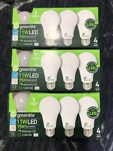 12 LED Light Bulbs 75w Equivalent 11w 3000K A19 Dimmable - Picture 1 of 4
