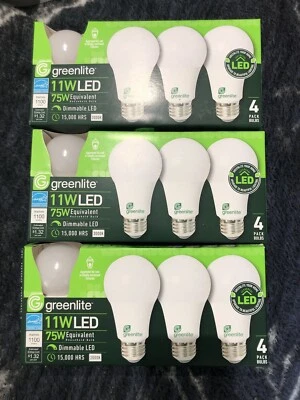 12 LED Light Bulbs 75w Equivalent 11w  3000K A19 Dimmable - Image 1 of 4