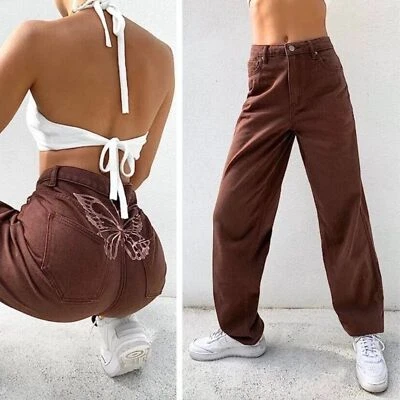 Jeans Tiger Mist Pipa Denim Mariposa Marrón Chocolate Mujer Pequeños 26" Cintura Foto 1 de 4