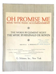 OH PROMISE ME Vocal Piano Sheet Music Antique 1917 Clement Scott Near Mint - Picture 1 of 3