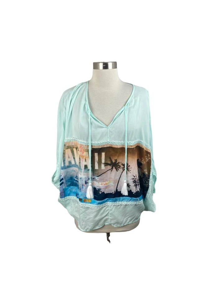 Легкая гавайская накидка Letarte светло-голубой короткий рукав размер маленький - Изображение 1 из 4