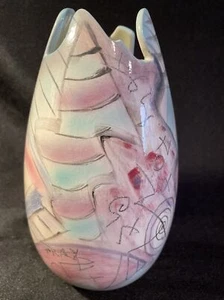 Harris Cies 1991 Artist Signed Abstract Cubist Studio Art Ceramic Pottery Vase - Picture 1 of 12