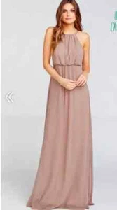 Show Me Your Mumu Amanda Maxikleid Gr. L Neckholder Ärmellos Dune Chiffon Neu ohne Etikett - Bild 1 von 9