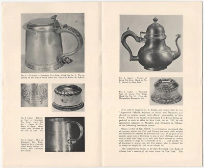 Antique American Ten Eyck Silversmiths New York Colonial Silver -Cutten Offprint - Image 1 of 4