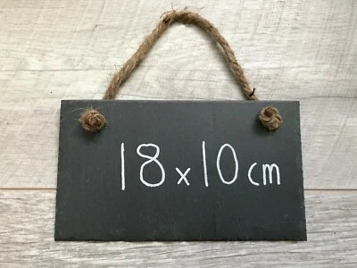 Handmade slate hanging chalkboard blackboard message board memo plaque 18x10cm  - Image 1 of 4