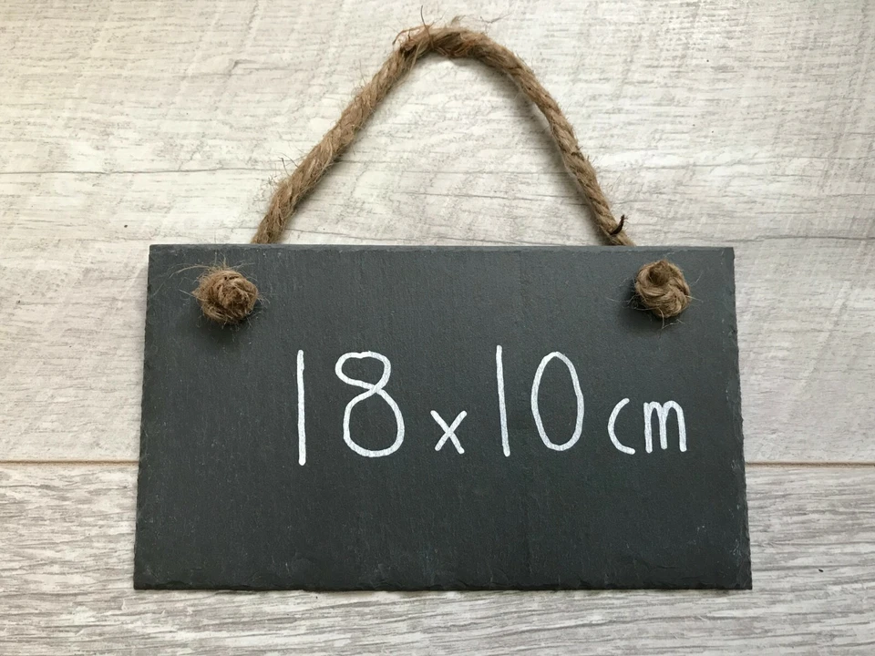 Handmade slate hanging chalkboard blackboard message board memo plaque 18x10cm  - Image 1 of 4