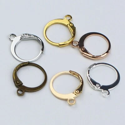 Lote de 20 ganchos para pendientes franceses enchapados en oro plateado de 14x12 mm alambre hallazgos de joyería Foto 1 de 4