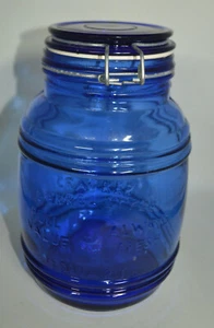 Cracker Barrel Style Cobalt Blue Glass Cookie Flour Sugar Jar 1.5 Quart 8" tall - Picture 1 of 5